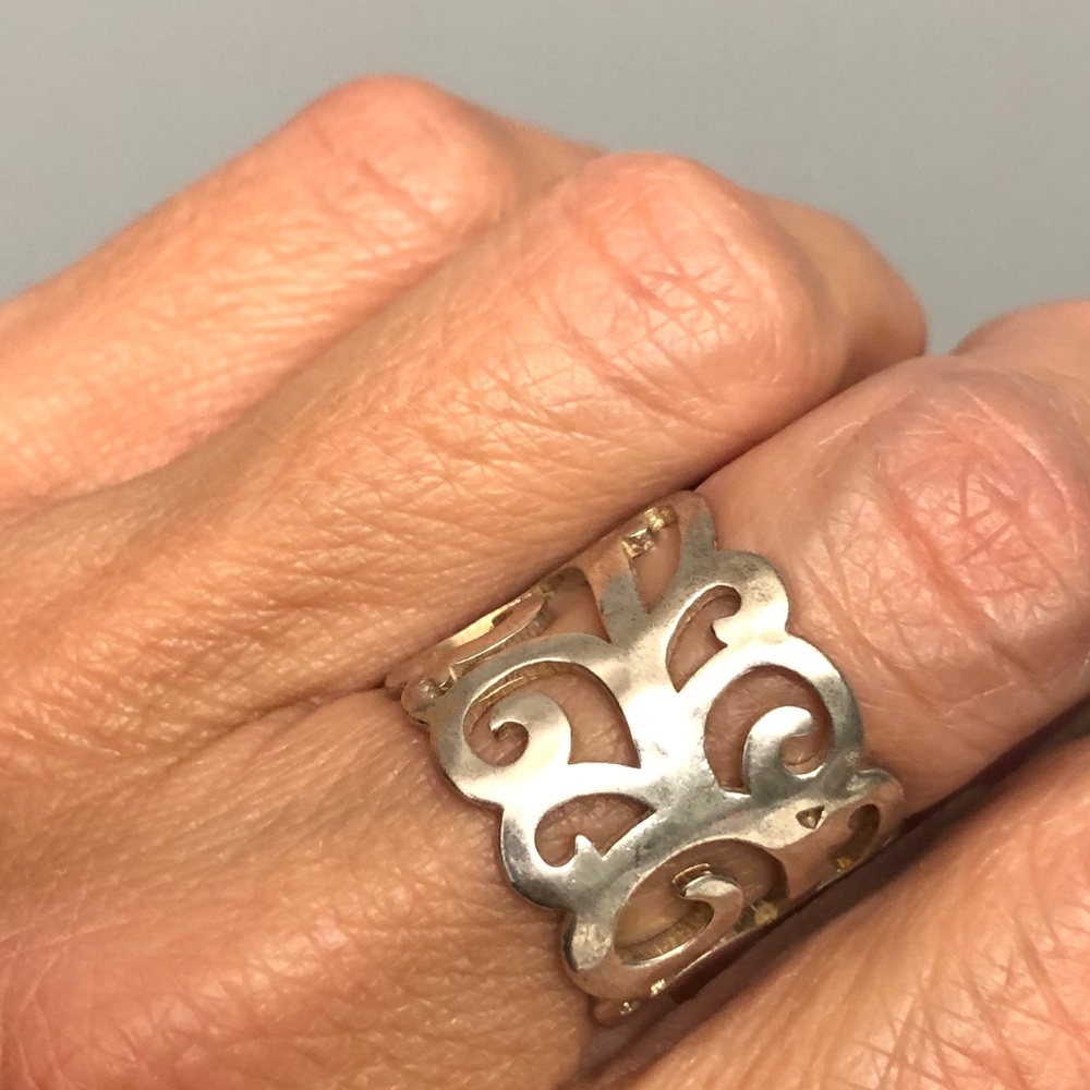 Silpada Eden Filigree Wide Band Ring - Sterling Silver, Size 7.5